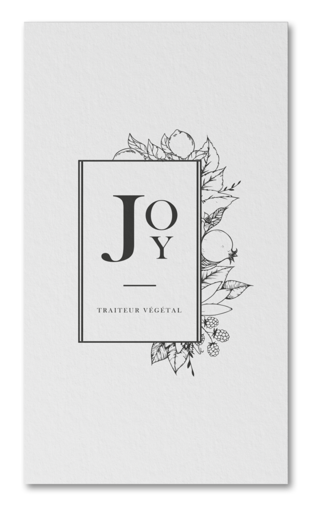 Front of the business card designed for Joy