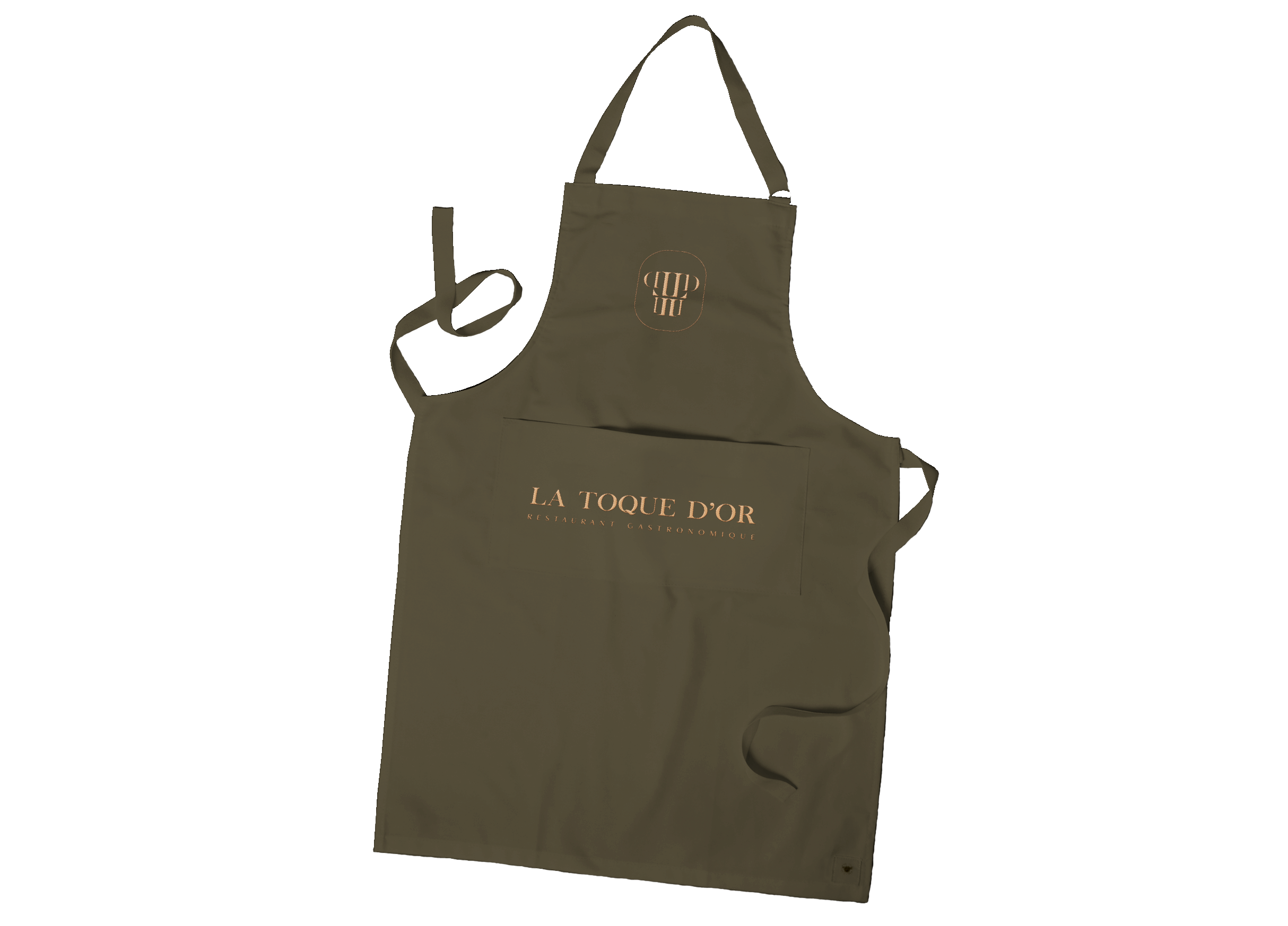 an apron with a variation of the new La Toque D'Or logo