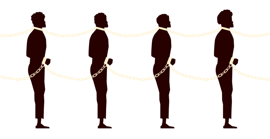 Illustration of chained slaves